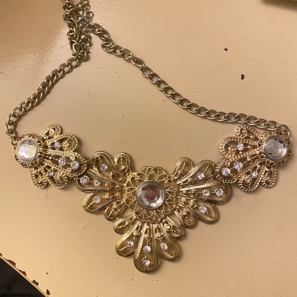 Bejeweled Statement Necklace Gold